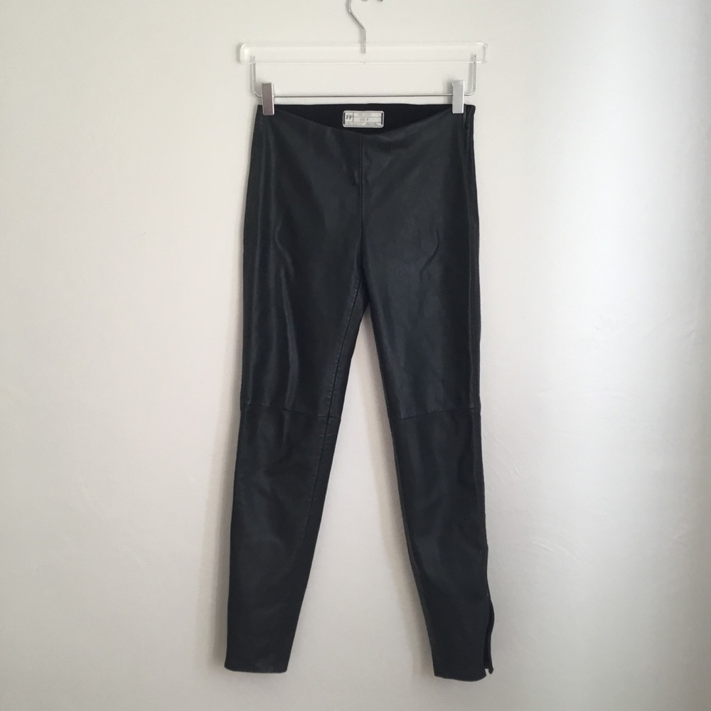 EUC Free People Faux Leather Leggings Moto Pants 0